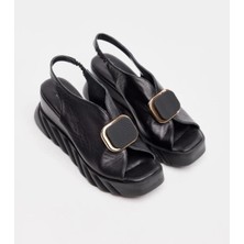 Bags Shoes Nish N402 Kadın Hakiki Deri Ultra Comfort Taban Dolgu Taban Yazlık Ayakkabı