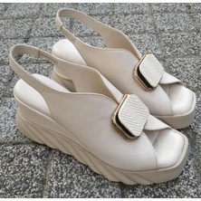 Bags Shoes Nish N402 Kadın Hakiki Deri Ultra Comfort Taban Dolgu Taban Yazlık Ayakkabı