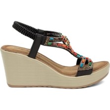 Bags Shoes Guja 24y156-2 Kadın Yüksek Dolgu Taban Taşlı Sandalet