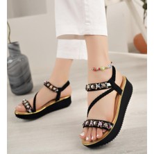 Bags Shoes Guja 24y121-3 Kadın Dolgu Taban Taşlı Sandalet