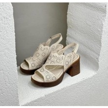 Bags Shoes Venüs 2409801Y Kadın  Deri Lazerli Apartman Topuk Platformlu Yazlık Ayakkabı