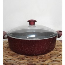 Imza Granit 28 cm Basık Tencere ( Pilav,dolma,karnıyarık ) Kırmızı
