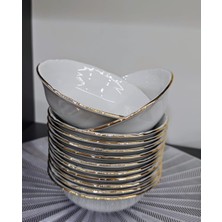 Porland Porselen Yaldızlı 12 Adet 13 Cm (Küçük) Çorba Kase