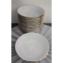 Porland Porselen Yaldızlı 12 Adet 13 Cm (Küçük) Çorba Kase