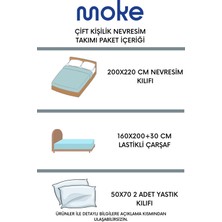 Moke E-Ticaret Çift Kişilik Nevresim Takımı Lastikli Çarşaf ve 2 Yastık Kılıfı Nevresim Seti