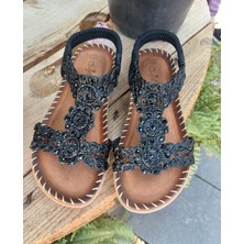 Bags Shoes Guja 24Y152-18 Kız Çocuk Hasır Desen Taşlı Sandalet