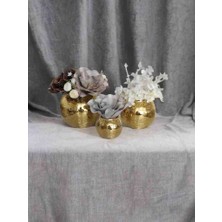 Işıltı Home Design Yuvarlak Aynalı Cam Vazo Gold 3lu Set