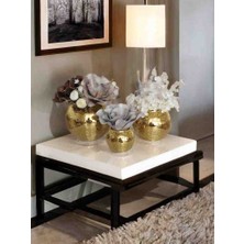 Işıltı Home Design Yuvarlak Aynalı Cam Vazo Gold 3lu Set