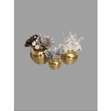 Işıltı Home Design Yuvarlak Aynalı Cam Vazo Gold 3lu Set