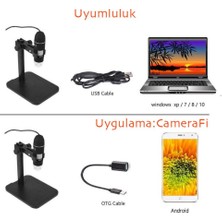 World Of The World 1000 x 2MP Dijital Standlı 8 LED'li USB OTG Mikroskop