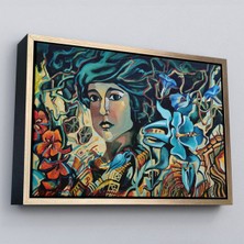 Çerçeveli Çiçekler Arasındaki Kadın Duvar TABLOSU-3729
