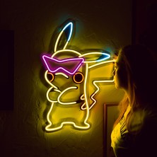 Pikachu Neon LED Metal Lamba - Pokemon Tasarımlı, Modern & Endüstriyel Stil, 47CMX64CM, LED Işıklar Yatak Odası Konser Salonu Bar Kulüp Parti Düğün Dekorasyon Doğum Günü Hediyesi