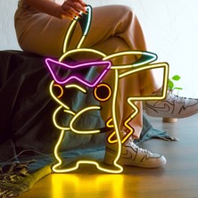 Pikachu Neon LED Metal Lamba - Pokemon Tasarımlı, Modern & Endüstriyel Stil, 47CMX64CM, LED Işıklar Yatak Odası Konser Salonu Bar Kulüp Parti Düğün Dekorasyon Doğum Günü Hediyesi