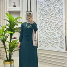 Zeynep Butik Kışlık Saç Örgü Burgu Kumaş Tesettür Elbise 1392