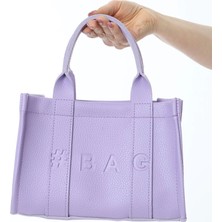 Kömen Baghashtag Lila Deri Mini Tote Çanta