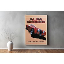 Alfa Romeo Kanvas Tablo - Retro Vintage Tarzı Dekoratif Duvar Tablosu