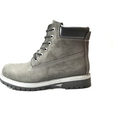 Onlo Ayakkabı HD.120 Hakiki Deri Nubuk Gri Bağlı Genç Erkek Çocuk Bot