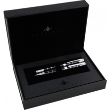 Steelpen Serra Serisi 800-41 Siyah Krom Dolma Kalem+Tükenmez Kalem Seti