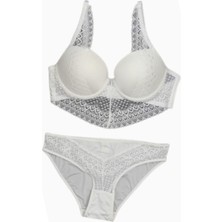 Wonna Kyle Dantelli Sütyen Külot Takım Ekru - Dolgusuz Balenli 6011 Kadın İç Giyim