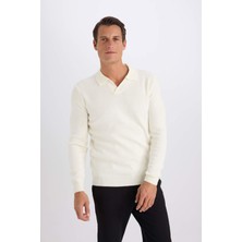 DeFacto Standart Fit Normal Kesim Polo Yaka Triko Kazak D4046AX24WN