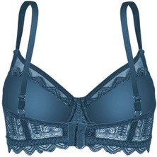 Wonna Dantelli Sütyen  - Yarı Sünger Destekli, Balenli - Fashion - 2483 - Mavi