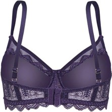Wonna Dantelli Sütyen  - Yarı Sünger Destekli, Balenli - Fashion - 2483 - Mor