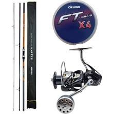 Yek Outdoor  Profesyonel Olta Seti Okuma Salina Surf 14' 420 cm 3 Parça Surf Kamışı&kendo Palamita GN6000 4+1bb Olta Makinesi