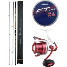 Yek Outdoor  Profesyonel Olta Seti Okuma Salina Surf 14' 420 cm 3 Parça Surf Kamışı&okuma Wave X-8000 3+1bb Olta Makinesi