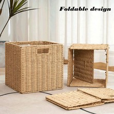 Taklit Rattan Dokuma Katlanabilir Depolama Sepeti Ev Giysi Saklama Sepeti Aperatifler Çeşitli Eşyalar Depolama Saklama Kutuları (Yurt Dışından)