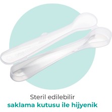 Mamajoo Ergonomik Beslenme Mama Kaşığı & Saklama Kutusu, Mor & Beyaz, İkili Set