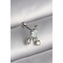 Clariss 316L Çelik Gümüş Renk Beyaz Minelik Kalp Sallantı Zirkon Taş Detay Tragus Piercing