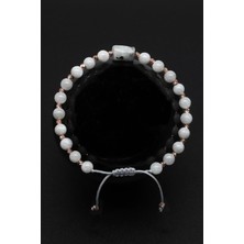 Ay Taşı Doğal Taş Makrome Örme Bileklik Küre Kesim