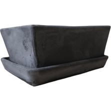 Yades 2 Adet Beton Bonsai Saksısı Su Delikli ve Tabaklı 10-15 cm