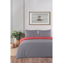 Monolisse Organik Pamuk Akfil Çift Taraflı Nevresim Takımı Çift Kişilik 200X220 cm Bordo Antrasit