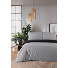 Monolisse Organik Pamuk Akfil Çift Taraflı Nevresim Takımı Çift Kişilik 200X220 cm Siyah Gri