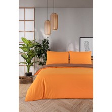 Monolisse Organik Pamuk Akfil Çift Taraflı Nevresim Takımı Çift Kişilik 200X220 cm Oranj Kahve