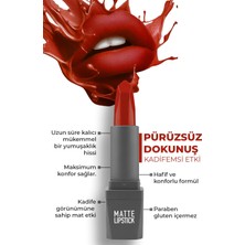 Yoğun Renk Veren Uzun Süre Kalıcı Nemlendirici Kadifemsi Mat Ruj - Matte Lipstick 421 Orange Red