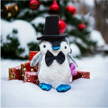 Swilex 40 cm Pingu Şapkalı Peluş Penguen Peluş Oyuncak Sevgililer Günü Hediyesi