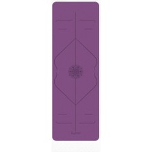 Gymo Hizalamalı 6mm Tpe Yoga Matı Pilates Minderi Diz Dirsek Koruyucu Matlı Set Mürdüm