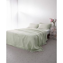 Madame Coco Medus Çift Kişilik Yatak Örtüsü 230 x 250 cm Mint Yeşili Desenli Polyester Kumaş ve 2 Yastık