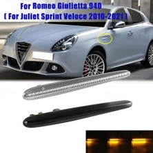 Alfa Romeo Giulietta 940 Için Juliet Sprint Veloce 2010-2021 LED Dinamik Çamurluk Yan Işaretleyici Dönüş Sinyal Işığı Siyah (Yurt Dışından)