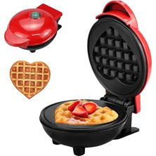 Jzson Mini Waffle Makinesi, Kolay Temizlenebilir, Yapışmaz Kenarlar, Kırmızı Kalp, 10 cm (Yurt Dışından)