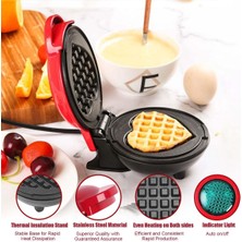 Jzson Mini Waffle Makinesi, Kolay Temizlenebilir, Yapışmaz Kenarlar, Kırmızı Kalp, 10 cm (Yurt Dışından)