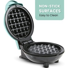 Jzson Mini Waffle Makinesi, Hızlı Isınma, Ptfe Yapışmaz Yüzey, 10 Cm, Su Yeşili (Yurt Dışından)