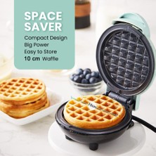 Jzson Mini Waffle Makinesi, Hızlı Isınma, Ptfe Yapışmaz Yüzey, 10 Cm, Su Yeşili (Yurt Dışından)