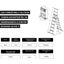 Telescopics 3.3m  Kevlar Yalıtkan/Yüksek Gerilime Dayanıklı Çok Fonksiyonlu Merdiven 20ACKV – 145EKS