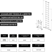 Telescopics 3.8m Taktik Amaçlı Tam Otomatik Teleskopik Merdiven (Yer tutamaklı) - TS1600ET