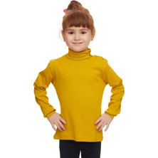 Hardal Basic Kız Çocuk Çıtçıtlı Tam Balıkçı Yaka Şardonlu Kışlık Uzun Kollu Tişört