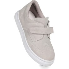 Kiko Kids Casual Cırtlı Erkek Çocuk Ayakkabı Suni Deri Düz Taban Taş Renk