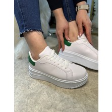 Nstil Günlük Kadın Sneaker Bağcıklı Hafif Kalın Yüksek Tabanlı Leopar Detaylı Yürüyüş Spor Ayakkabı 065